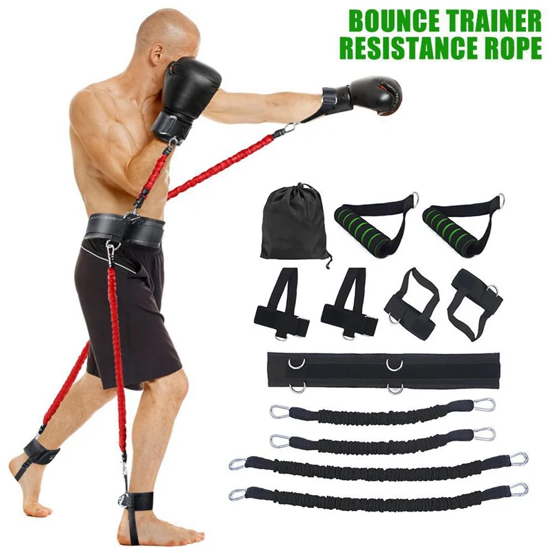 

60/80LBS Resistance Band Boxing Crossfit Exercise Bouncing Trainer Jump Training Workout Pull Rope Kicking Fitness Hot Sale