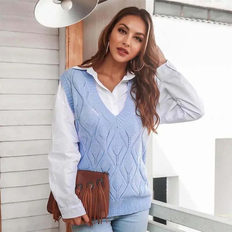 

Женский однотонный жилет с V-образным вырезом, без рукавов