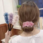 Женская шифоновая заколка для волос Maruko, элегантная длинная заколка-бутон с цветами, модные аксессуары для волос