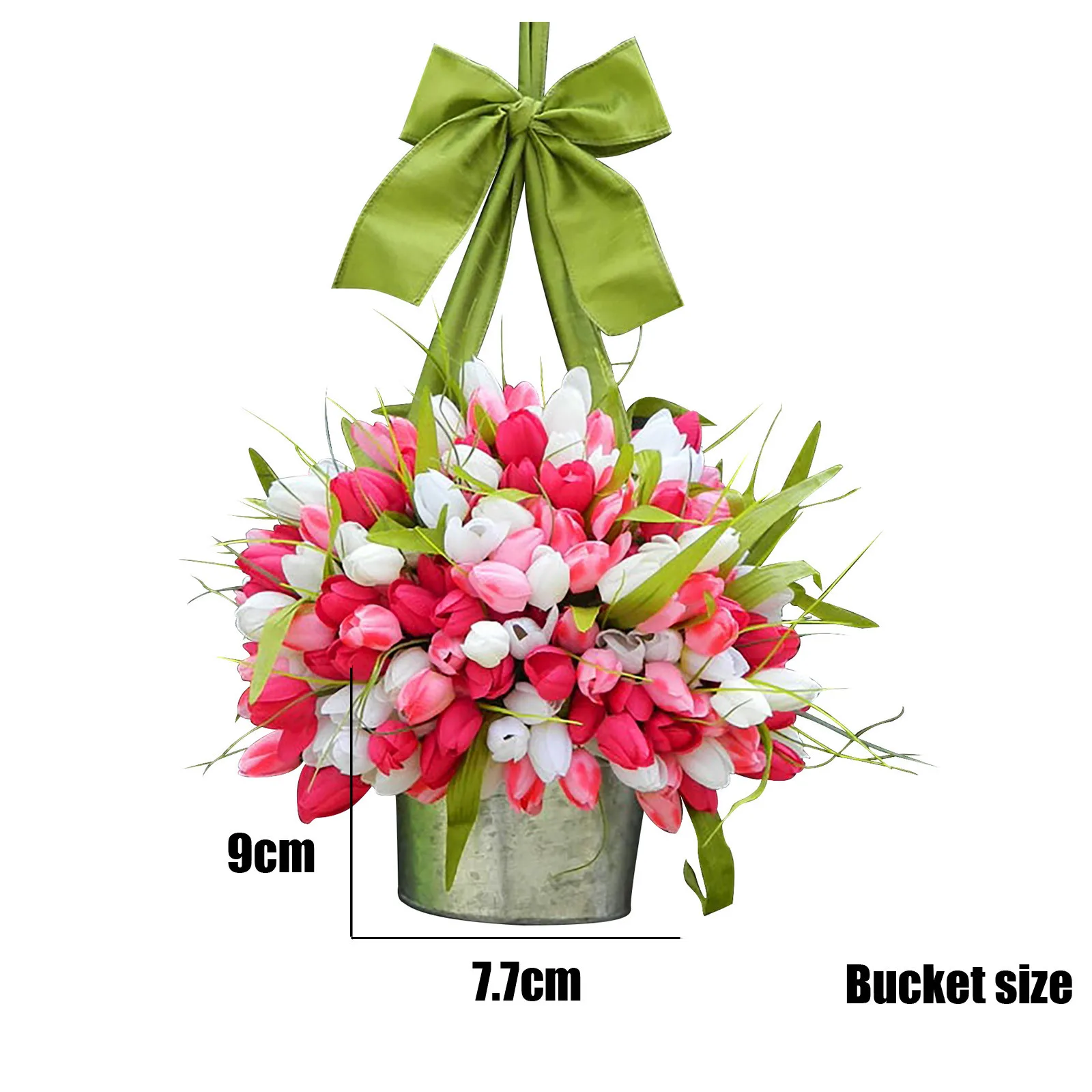 

Spring-Tulip Door Bucket Wreath Mother's Day Gift Wreath Decoration 24 tulips Free Shipping Dropshiping
