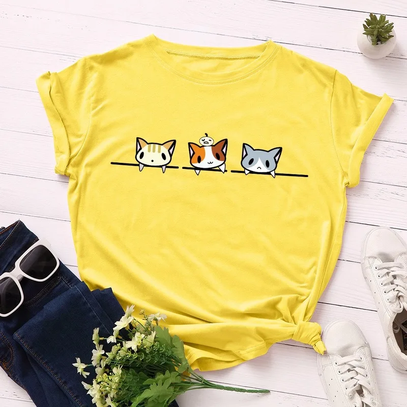 Женская летняя хлопковая футболка с коротким рукавом размера плюс 5XL