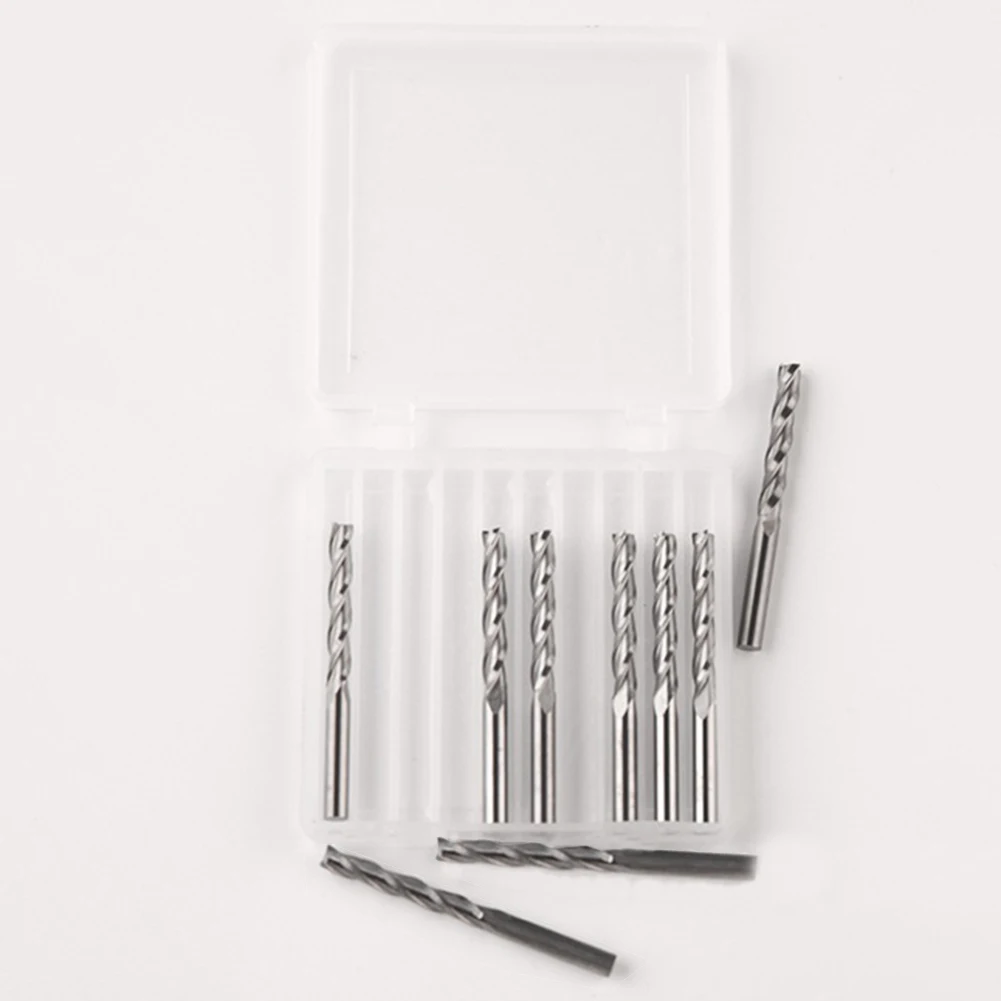 

10x Carbide CNC 3 Flute Spiral Bit End Mill Cutter 1/8\\\" Shank 22mm Blade Woodworking Milling Cutter Wood Cutting Drill Bits