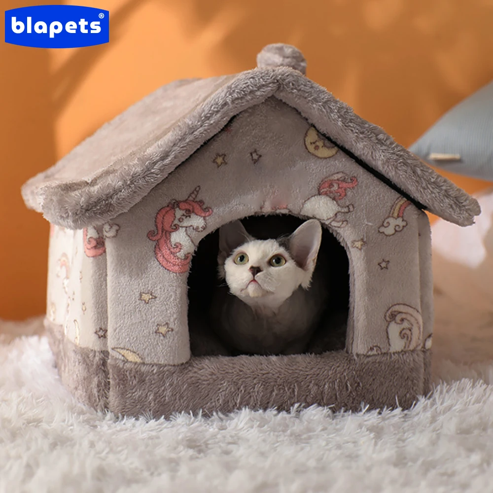 

Cat House Pet Dog Bed Winter Small Dogs Foldable Villa Sleep Kennel Removable Nest Warm Enclosed Cave Sofa Pets Supply