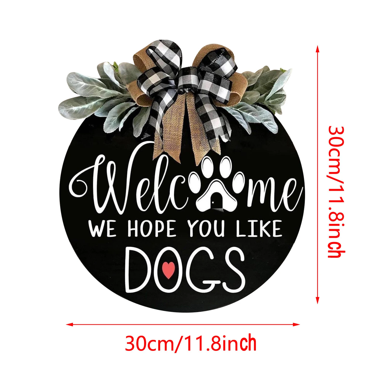 

Dog Cat Welcome Signs Decorative Round Outdoor Hanging Wooden Plaque Home Family Door Sign Home Garden Pet Shop Doorway Decor