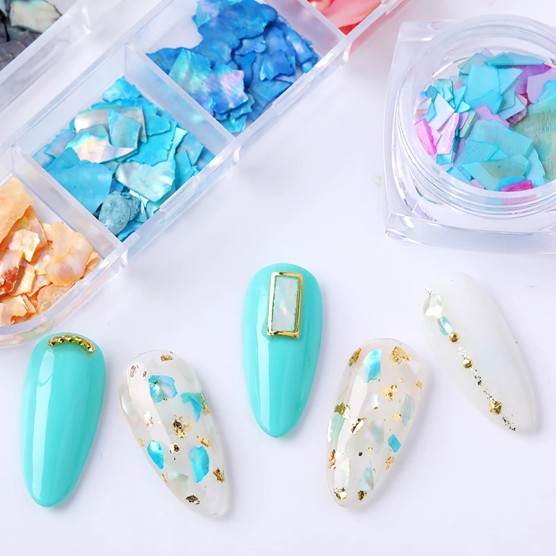1 коробка 3D украшения для ногтей ракушки из натуральных камней|Стразы и