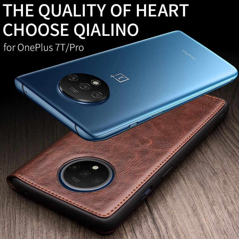 

Qialino Fashion Genuine Leather Flip Case For Oneplus 7t Pure Handmade Cover With Card Slot For Oneplus 7t Pro