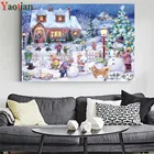 Алмазная живопись, полный квадрат, круглая, зимняя снежная сцена, алмазная вышивка 5D сделай сам, вышивка крестиком, Алмазная мозаика, распродажа, рождественские подарки