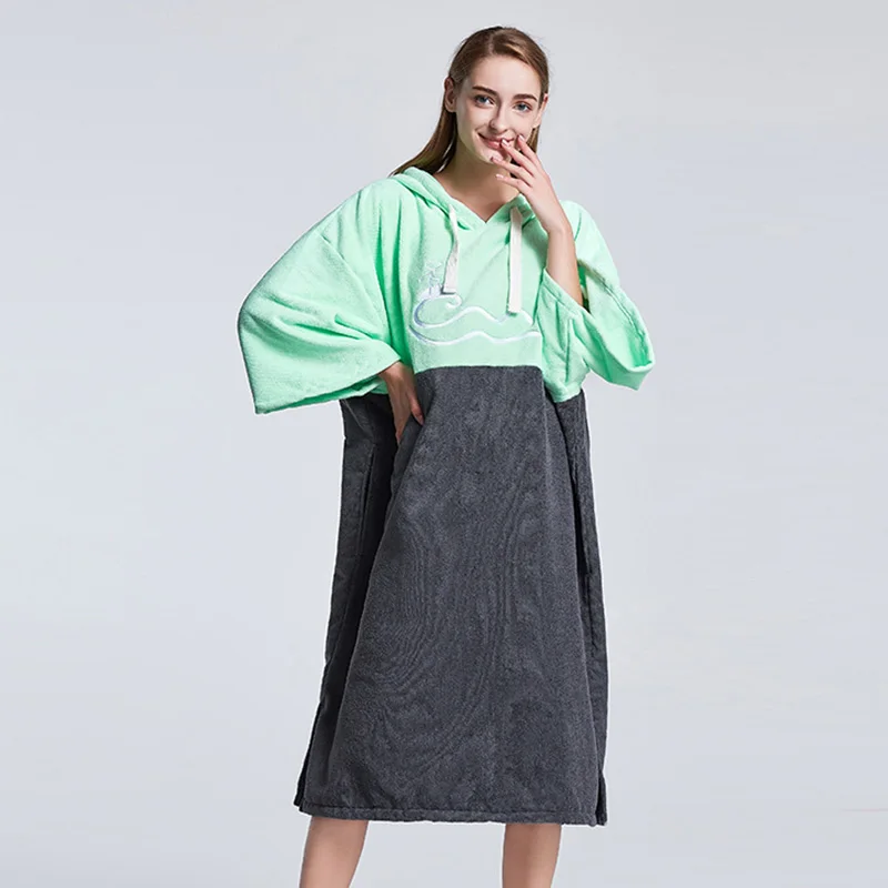 Полотенце-пончо однотонное для мужчин и женщин сушилка в стиле пэчворк плавания