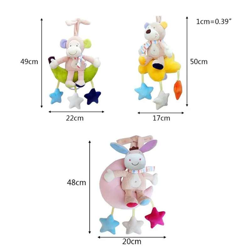 

OOTDTY Cartoon Plush Baby Toys Bed Stroller Hanging Wind Bell Newborn Crib Pushchair Rattle Pendants