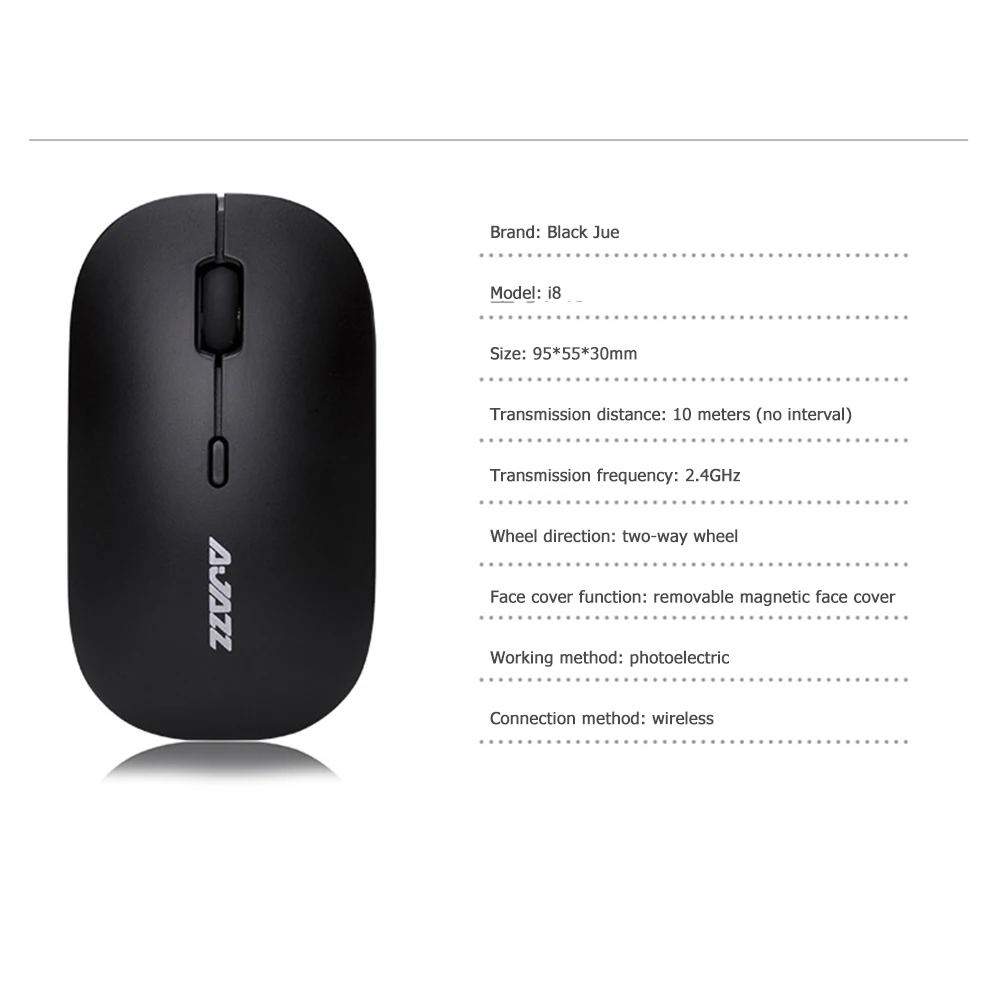 

ALLOYSEED I18 Wireless Mouse 2.4GHz USB Receiver 1600 DPI Adjustable Quiet Optical Mice for Desktop Laptop PC Computer