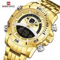 naviforce luxury business watches mens digital chronograph military quartz wristwatch stainless steel waterproof gold clock male