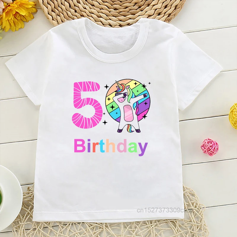 

Детская футболка с рисунком единорога, на возраст 5-9 лет