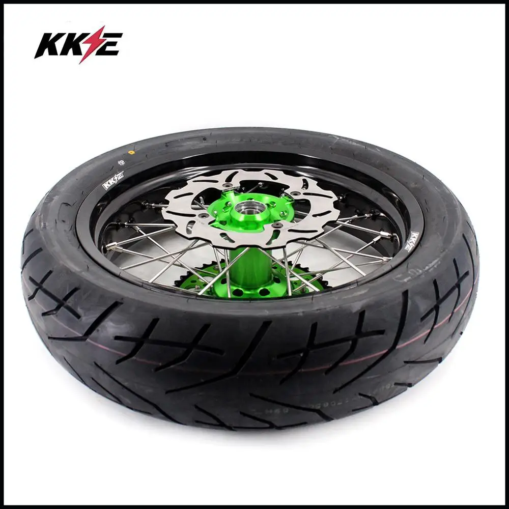 KKE 3,5/5,0 SUPERMOTO набор колес для KAWASAKI KX250F KX450F 06-18 Зеленый 320 мм диск CST шины
