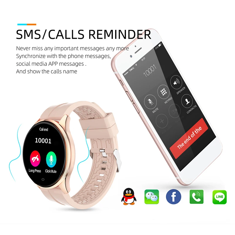 

2020 NEW Women Smart Watch Bracelet Heart Rate Blood Pressure Call Reminder Fitness Tracker Smartwatch For Huawei iphone Samsung
