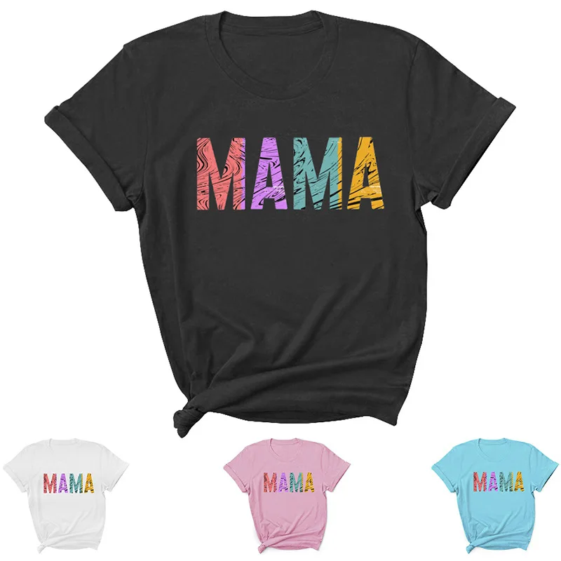 

Colourful MAMA Letter Print Women T Shirt Short Sleeve ONeck Loose Women Tshirt Ladies Tee Shirt Tops Clothes Camisetas Mujer