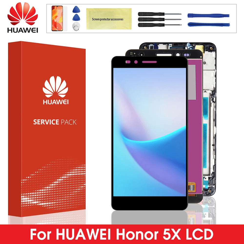 ЖК-дисплей для Huawei Honor 5X с сенсорным экраном и дигитайзером в сборе замена рамкой