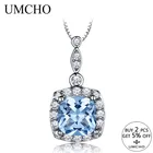 Романтическое ожерелье UMCHO из стерлингового серебра 925 пробы, подвески, ожерелье с небесно-голубым камнем, свадебный подарок для женщин