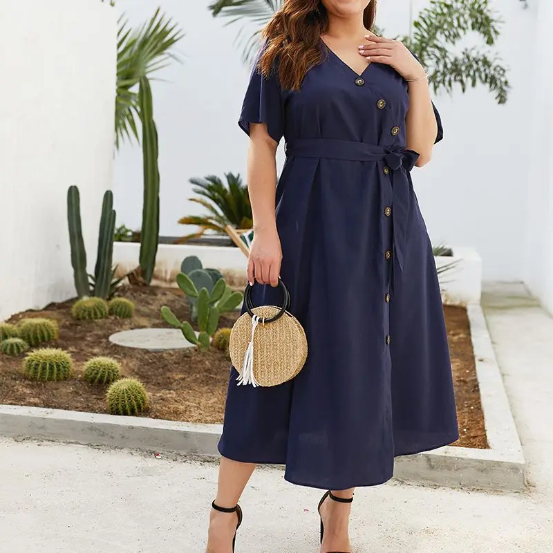 Женское платье большого размера 3xl 4xl длинное vestidos vestido с v образным вырезом