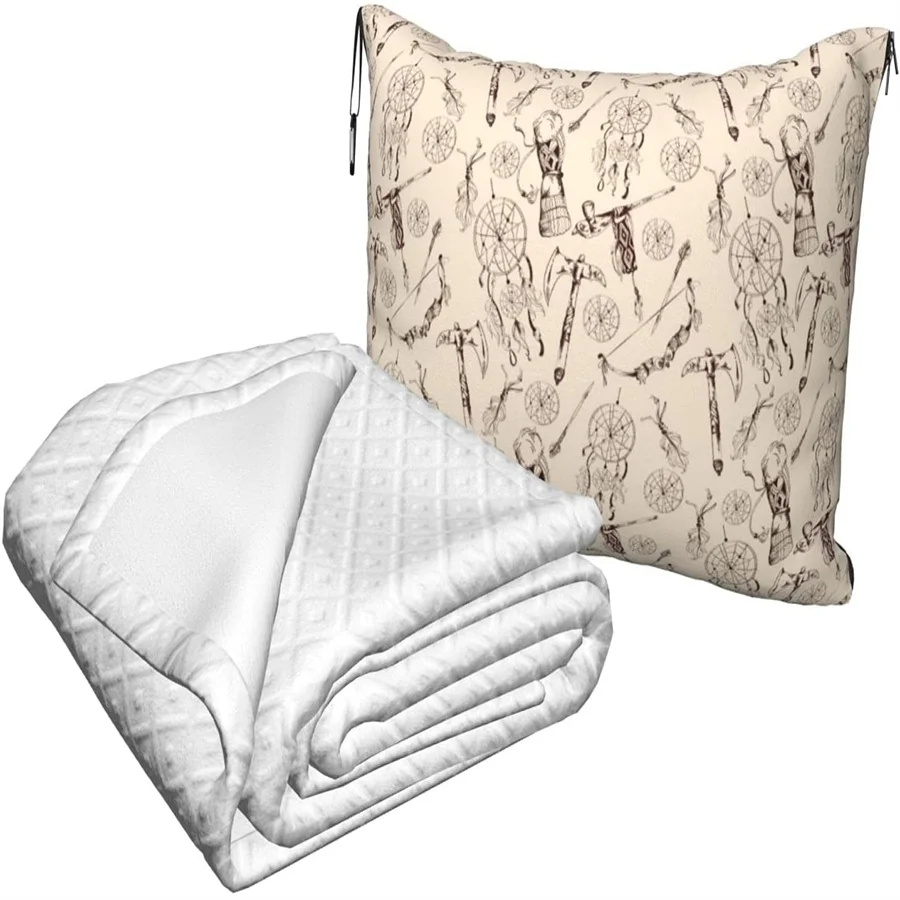 melhor Nativo Americano Viagem Travesseiro Cobertor Dois-em-um Mochila Cinta E Compacto Avião Saco Cintura Suporte 60x43 Polegadas