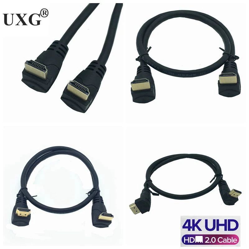 HDMI совместимый 4K 60 Гц HD штекер прямоугольный короткий кабель вверх и вниз 90