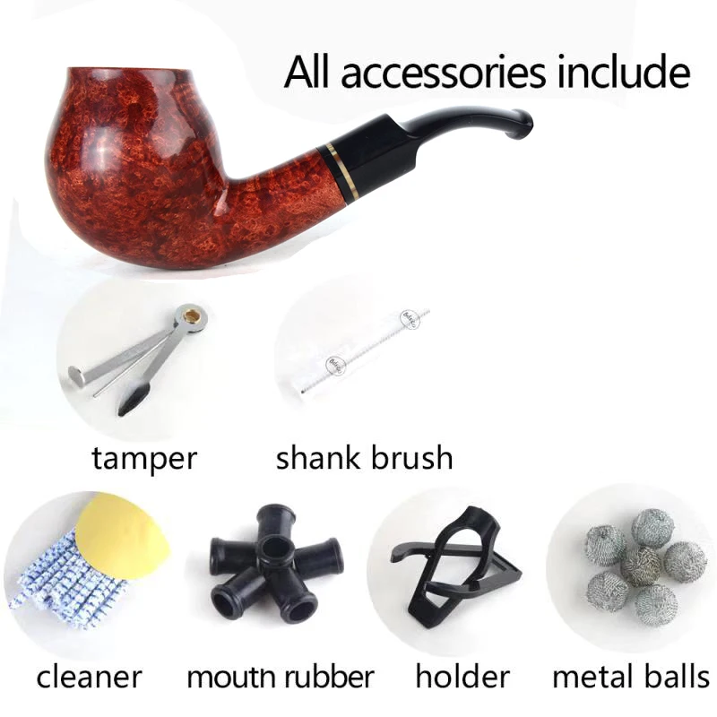 Деревянные трубки для курения Briar трубы Гладкие дым табачный фильтр сигарет