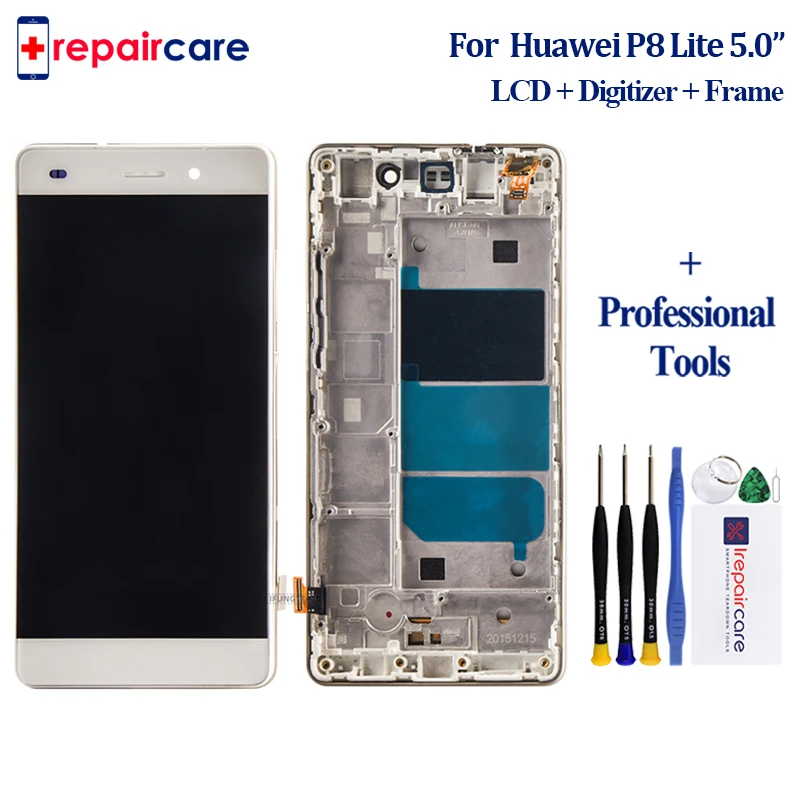 

5,0 "ЖК-дисплей с рамкой для Huawei P8 Lite LCD сенсорный ALE L04 L21 ЖК-экран панель + сенсорный экран дигитайзер стекло в сборе