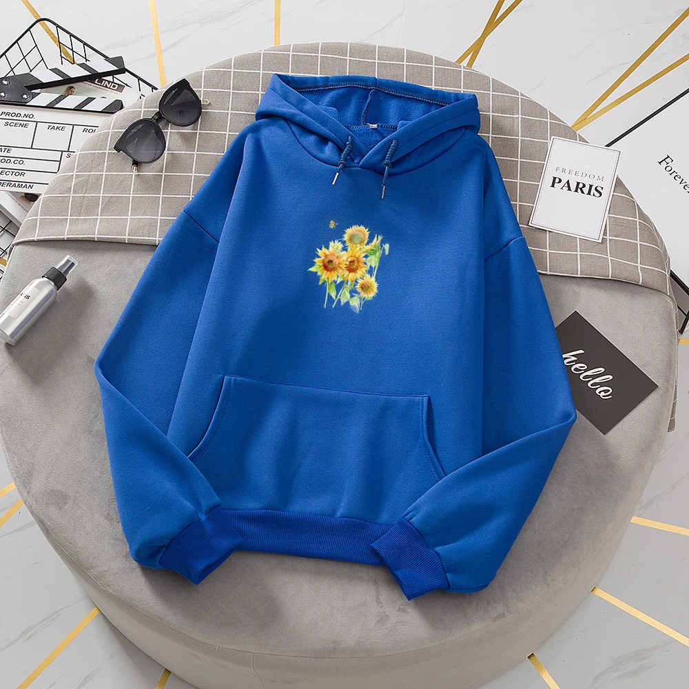 Winter Women Swetshirt Hoody Womens Hoodies Sportswear Large Size Thick Fleece Plus Velvet Oversize Sweetshirt for Girls Flower