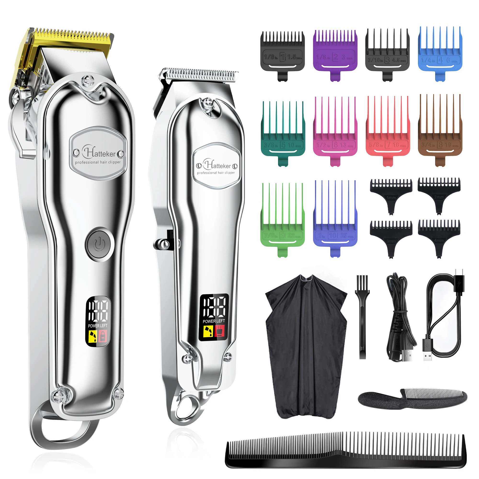 

Professional Hair Cutter Mans Hair Clipper Set Metal Electric Cordless Hair Trimmer for Barber LCD Display Hairdressing