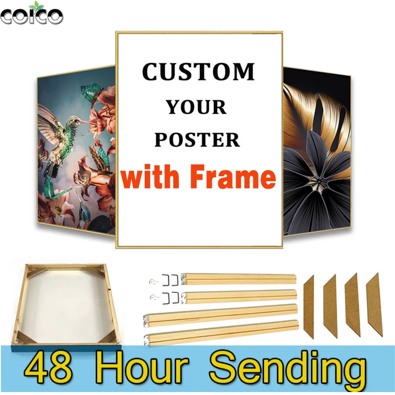 

Custom Your Photo Canvas Painting Print Poster With Frame Wall Art Decor Pet Figure Landscape Large Size Picture Print On Canvas