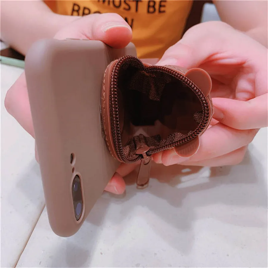 Мультяшный 3D плюшевый медведь силиконовый чехол для телефона для Xiao mi 9 mi 9 SE mi 8 Lite красный mi Note 7 6pro 5 Note 6 мягкий чехол-кошелек