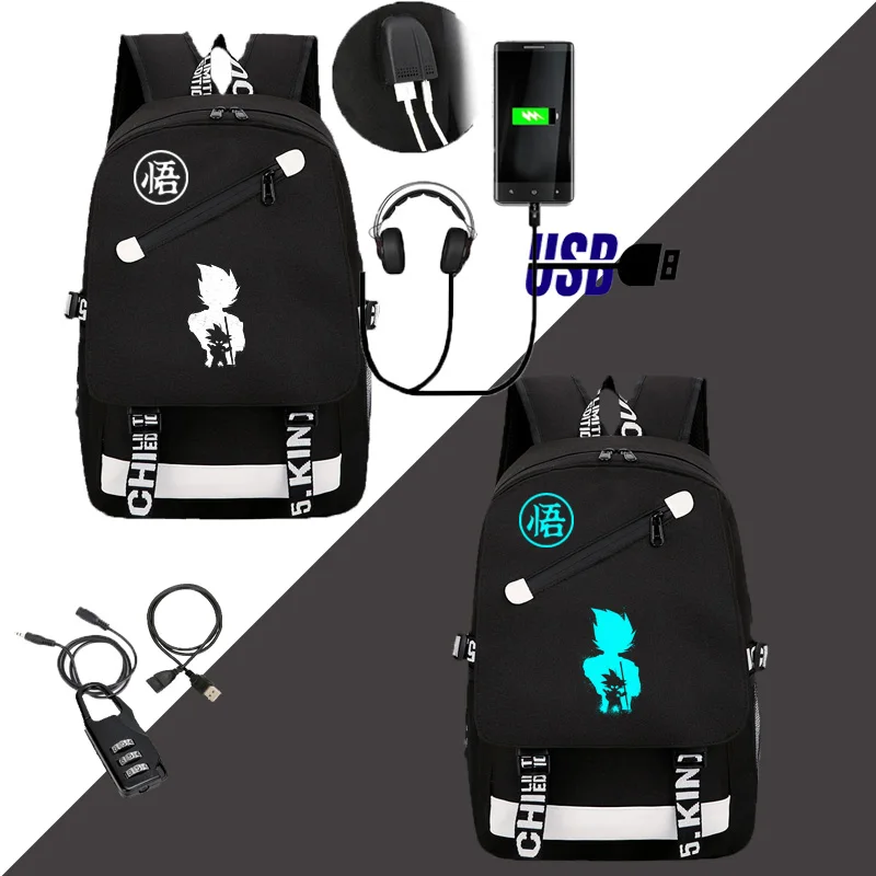 Style B1 IMIDO Dragon Ball Z рюкзаки светящиеся студентов мультфильм зарядка через usb плечи рюкзак черный дышащий обратно в школу сумка - Цвет: Style B1