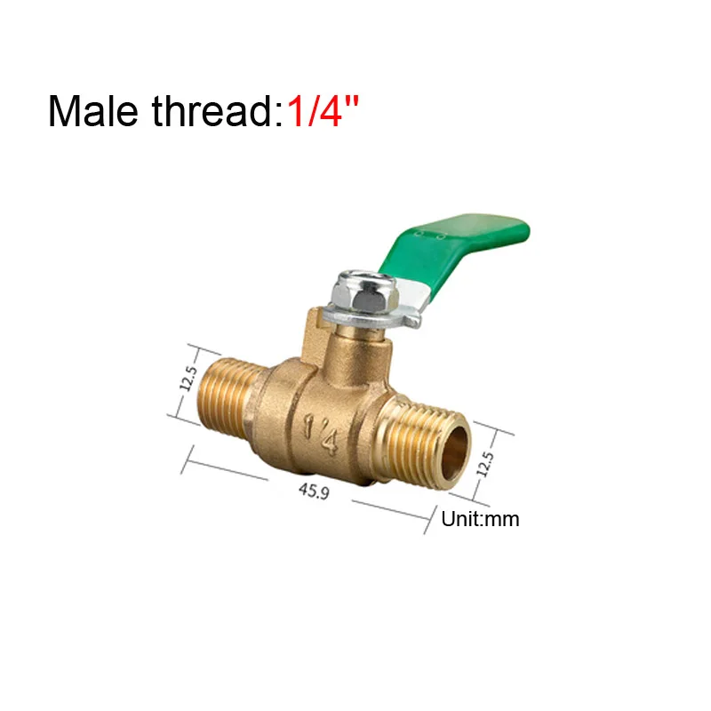 Шаровой кран из латуни с зеленой ручкой 1/4 дюйма