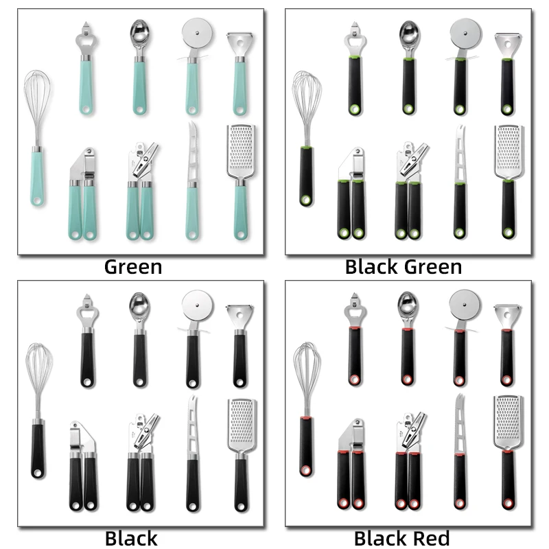 

Kitchen Gadgets And Accessories Tools Sets Can Opener Corkscrew Peeler Whisk Slice Pizza Garlic Press Multifunction Tool 9 Pcs
