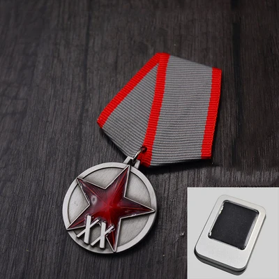 With Iron Box Советские рабочие крестьяне Красной Армии 20 лет медаль красный пять звезд СССР Венера герой честь красный флаг Ленин коллекция одежда значок - Цвет: With Iron Box
