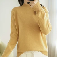 autumn and winter new half high collar womens pure wool korean version of loose warm knit base trend fashion all match sweater