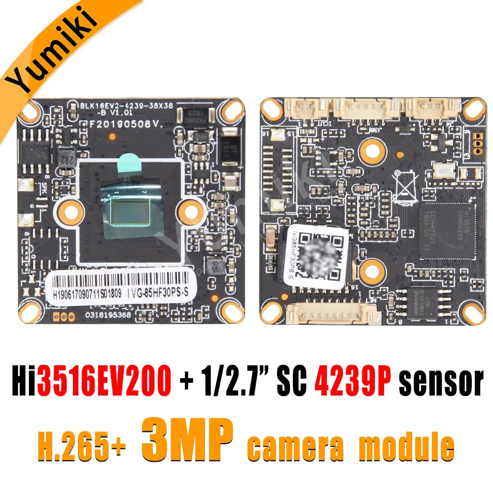H.265AI/H.265 +/H.264 3MP 2304*1296Pixel Hi3516EV200 + SC4239P Black light 1/2.7 &quotCMOS sensor IP Camera Module Board ONVIF XMEYE|Камеры