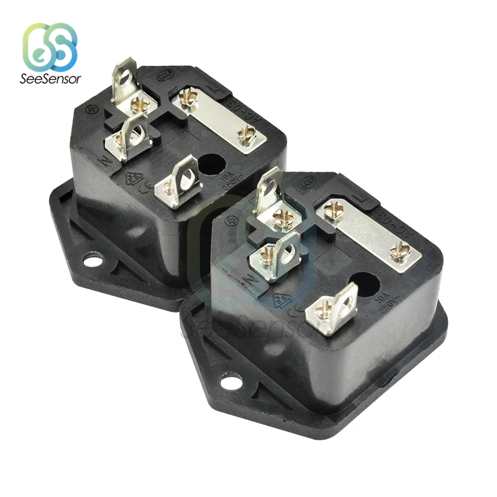 10A 250VAC 3 Pin AC 02 03 входной разъем Мощность Разъем гнездо держателя плавкого