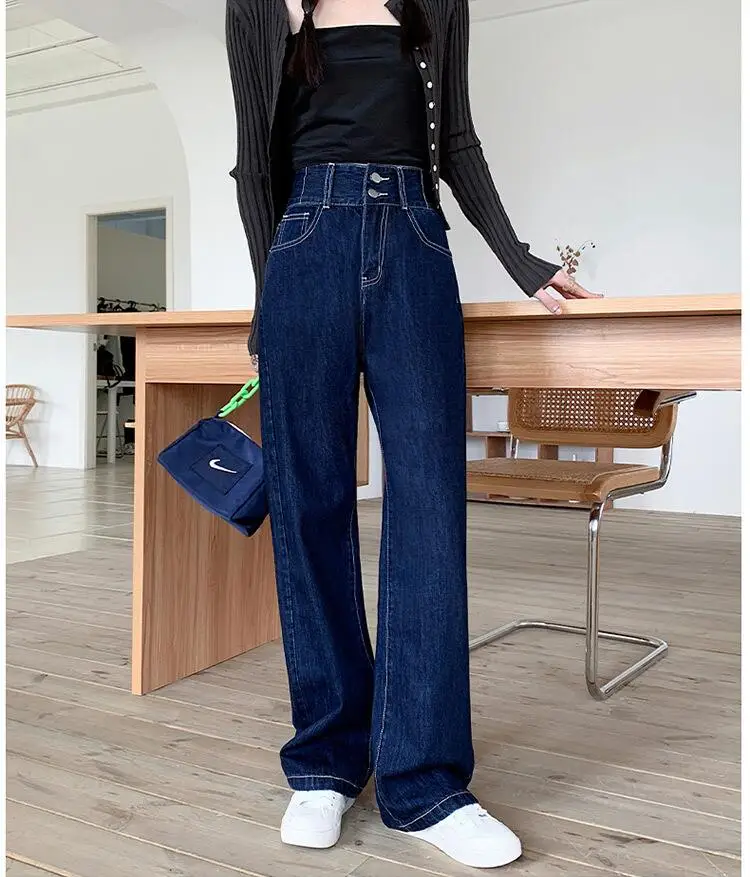 

Woman Jeans High Waist Clothes Wide Leg Denim Clothing Blue Streetwear Vintage Quality 2020 Fashion Harajuku Straight Pants