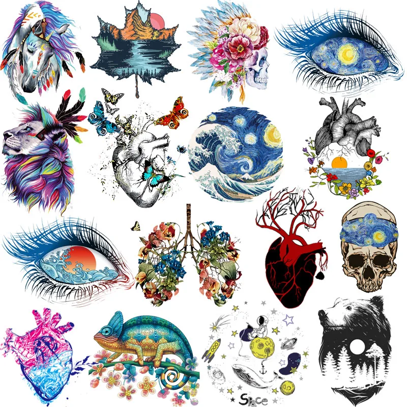 

Van Gogh Iron On Patches Animal Heat Transfer DIY T-Shirt Patches For Clothing Accessories Thermal Sticker Strips On Clothes