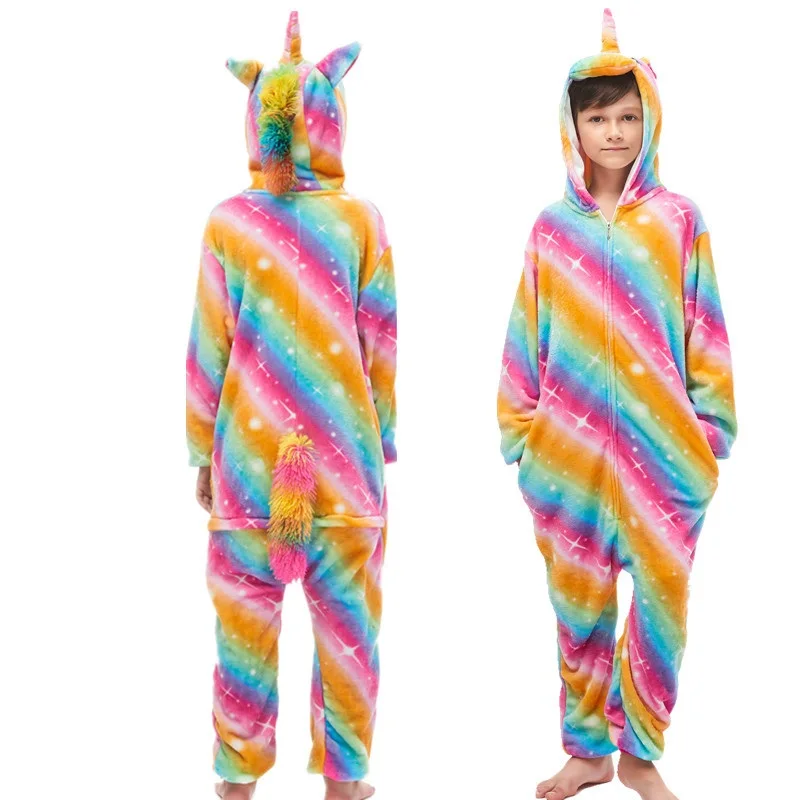 Kigurumi/Детская Пижама с единорогом для девочек; Пижама с капюшоном для мальчиков; Рождественская Пижама с единорогом; одеяло для сна; комбинезон с животными
