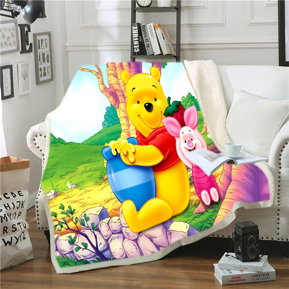 

Home Fabric Disney Winnie The Pooh Tigger and Pink Piggy Cartoon Comfortable Soft Plush Blanket Children Adult Sofa Bedding