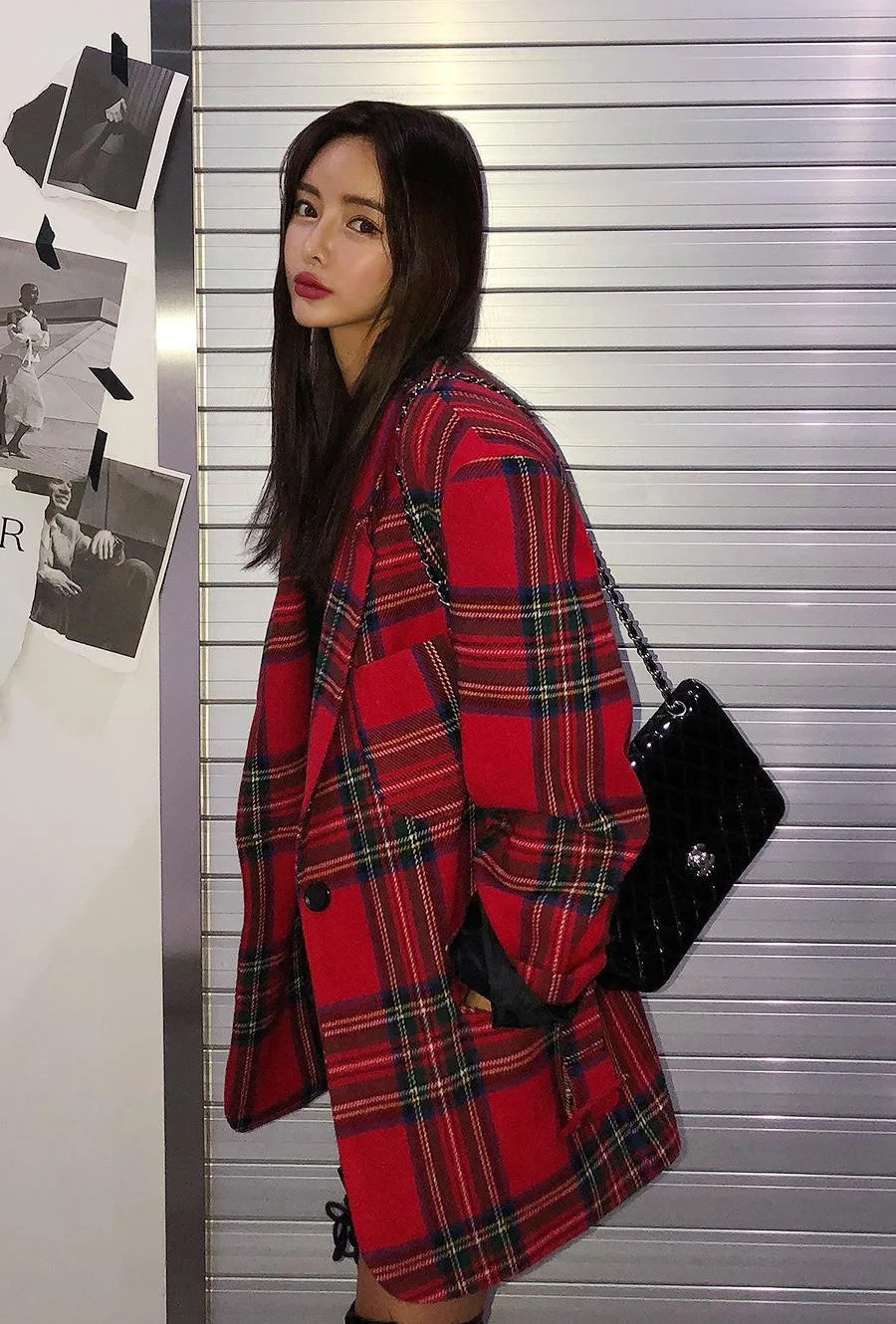 Red Big Plaid Women Blazer Pockets Jackets Female Retro Suits Coat Feminino blazers Outerwear high quality | Женская одежда