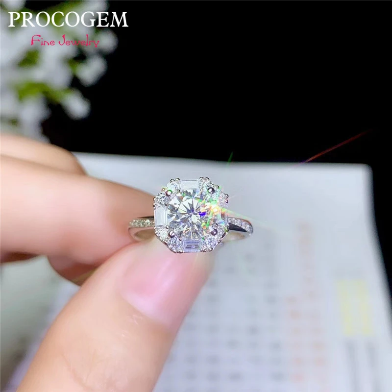 PROCOGE кольца с муассанитом 1ct 2ct 3ct VVS отличные женские кольца обручальные кольца для невесты кольца из стерлингового серебра 925 пробы ювелирные украшения#669