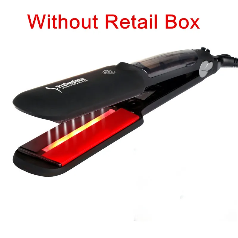 Without retail box Паровой выпрямитель для волос с инфракрасным нагревом, плоский утюг, светодиодный дисплей, выпрямляющий Утюг, 2 дюйма, салонные Инструменты для укладки, Влажная и сухая прическа - Цвет: Without retail box