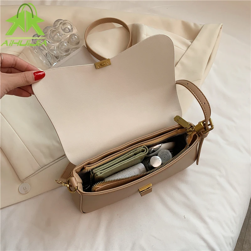 

Shoulder Messenger Bags Color Contrast Handbags Casual Female Bags Flap Fashion PU Leather Solid Color Crossbody Bags for Women