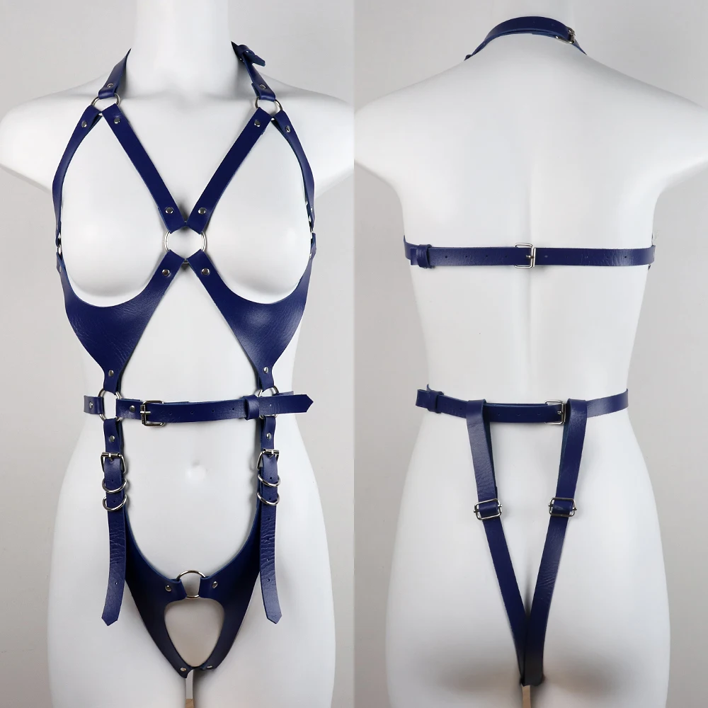 B.CYQZ Sexy Lingerie Harness Bdsm Full Body Bondage Goth PU Leather Accessories Suspenders Women Tights Clothing Rave Underwear