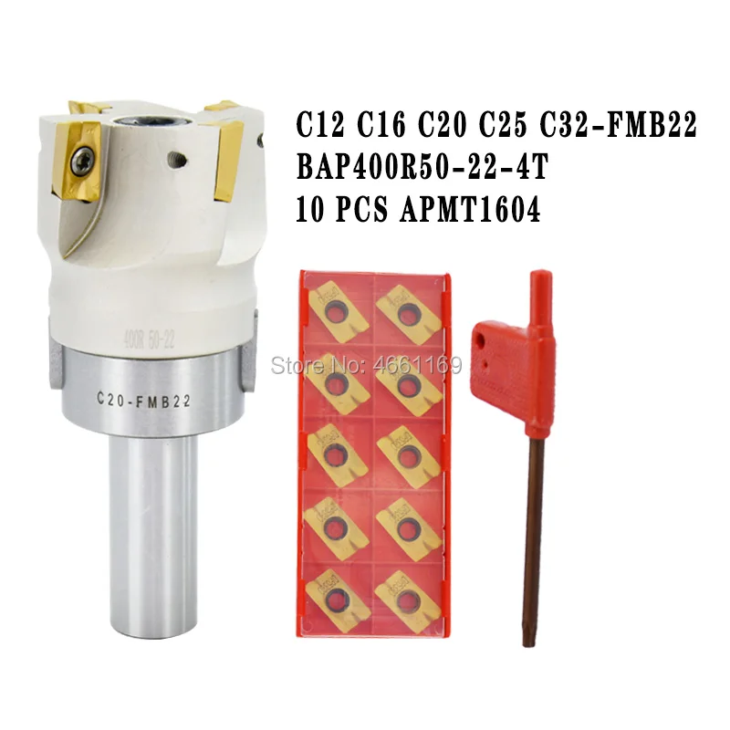 Прямой хвостовик C12 FMB22 C16 C20 + BAP400R 50 22 фрезерный станок с ЧПУ 10 шт. APMT1604 вставки для