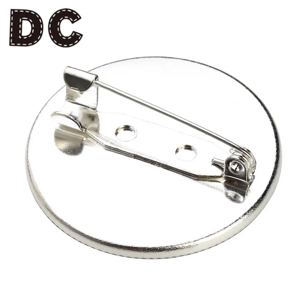 

DC 10pcs/lot Copper-Plated Silver Crank Pin Tray Brooch Base Fit 20/25/30mm Round Cabochon Cameo DIY Brooch Jewelry Making