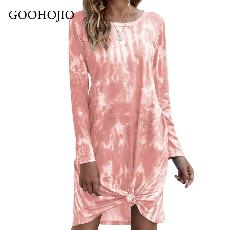 

GOOHOJIO 2021 New Spring and Autumn Casual Dress Women Tie Dye Fashionable Dresses for Women Oversized Long Sleeve Women Dresses