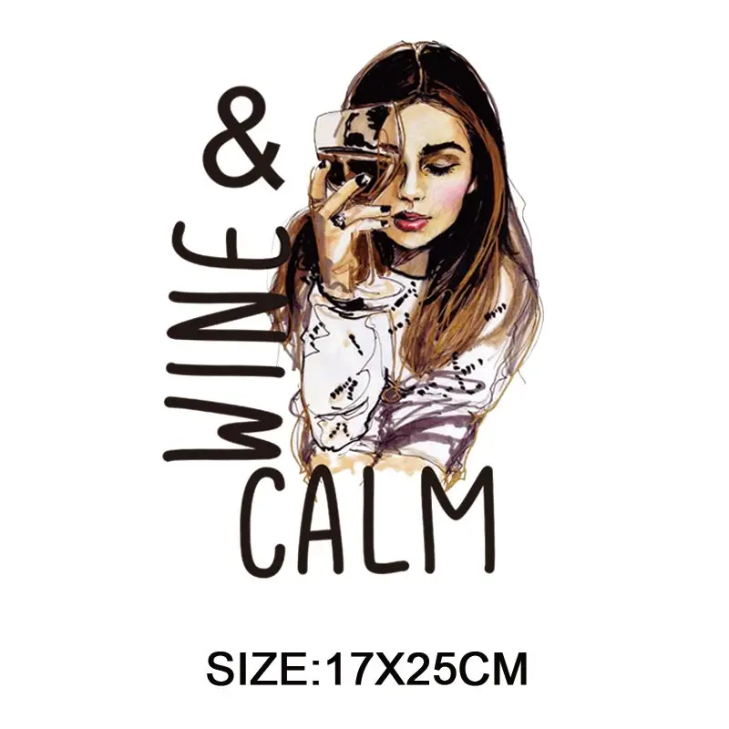 Blue Beautiful Girl Patches Iron-On Transfers For Clothing DIY Lady T-shirt Hoodies Heat Sticker On Clothes Decoration | Дом и сад